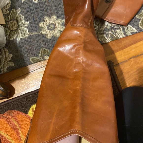 Frye Short Heeled cognac Melissa Boots- extended calf - Picture 10 of 10